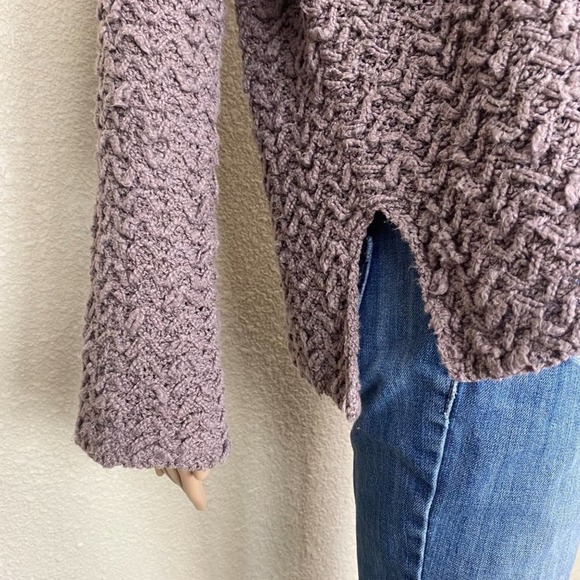 Free People Wavy Knit Oversized Sweater Womens XS Lavender Flared Sleeve Boxy - Picture 3 of 9